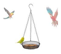 Bac à mangeoires d'oiseaux, mangeoire à oiseaux - Plateau d'alimentation en plein air d'oiseaux sauvages, Décoration de jardin, alimentation en maille corbeau avec chaînes pour p
