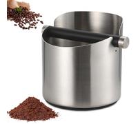 Bac à Marc de Café 600ml en Acier Inoxydable - Boîte à Marc de Café/Porte-Filtre avec Knock Box Intégré - Récipient Professionnel pour Élimination Facile du Marc Humide (Argenté)