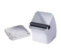 Bac à marc de café Knock Box Avec Couvercle Incliné Anti-Odeurs | Récipient À Marc Et Bac De Vidage Pour Cuisine, Bureau, Café, Comptoir, Garde-Manger, Salle De Pause, Restaurant, Mai Blanc