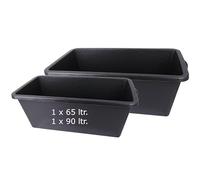 Bac à mortier 65 l Profi-Line | Bac à mortier 65 litres | En plastique flexible robuste | 30,5 x 80 x 40 cm | Fabriqué en Allemagne (1 x 65 et 90 l chacune)