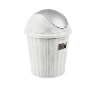 Bac À Ordures Basculant Élégance 10 Litres Rattan Blanc Argent Stefanplast