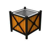 Bac à palmier acier et bois Province Agora RAL9005 - lasuré chêne clair - 800x800x750 - Bac acier amovible anneaux inclus - PROCITY - 201561.9005.CHEC