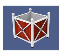 Bac à palmier acier et bois Province Boule RAL9010 - lasuré acajou - 800x800x750 - Intérieur tôle galva - PROCITY - 201552.9010.ACAJ