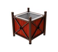 Bac à palmier acier et bois Province City RAL8017 - lasuré acajou - 800x800x750 - Bac acier amovible anneaux inclus - PROCITY - 201560.8017.ACAJ