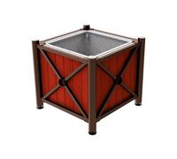 Bac à palmier acier et bois Province Inox brossé RAL8017 - lasuré acajou - 800x800x750 - Bac acier amovible anneaux inclus - PROCITY - 201569.8017.ACAJ