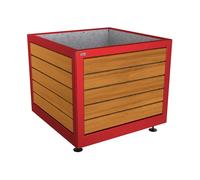 Bac à palmier Silaos acier et bois RAL3004 - Chêne lasuré chêne clair - 1000x1000x800 - Intérieur tôle galva - PROCITY - 201732.3004.CHEC