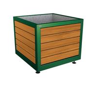 Bac à palmier Silaos acier et bois RAL6005 - Chêne lasuré chêne clair - 1000x1000x800 - Intérieur tôle galva - PROCITY - 201732.6005.CHEC