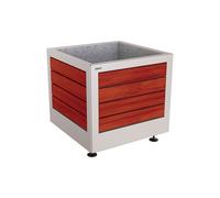 Bac à palmier Silaos acier et bois RAL7044 - Chêne lasuré acajou - 800x800x700 - Intérieur tôle galva - PROCITY - 201730.7044.ACAJ