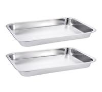Bac à pâtisserie en acier inoxydable, 2pcs 20x14x1 pouces de casserole de cuisson robuste, feuilles empilables, plateau four en acier inoxydable facile pour, poisson grillé, barbecue, restaurant