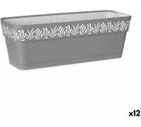 Bac à plantes auto-arrosant stefanplast gaia gris plastique 49,5 x 17 x 19 cm (12 pièces)