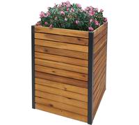 Bac à plantes HWC-L23, bac à fleurs surélevé, Outdoor acacia bois FSC®- aluminium ~ 60x42x42cm brun