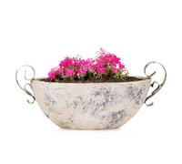 Bac à plantes moderne vintage pour l'extérieur - Ovale 34 cm bateau décoratif en beige vieilli - Jardiniers en céramique comme pot de fleurs pour jardin, balcon ou cimetière, bijou funéraire