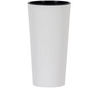 Bac à Plantes Pot de Fleur Bacs à Fleurs Locon Rayures Blanc 30 CM Plastique