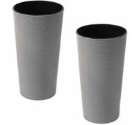 Bac à Plantes Pot de Fleurs Fleur Bacs à Fleurs Pot Seau Locon 2er-Set 25cm Gris