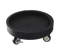 Bac à plantes rond robuste avec roulettes verrouillables, support mobile toutes saisons et plateau d'égouttement pour intérieur/extérieur, soucoupe en plastique renforcé avec roues pivotantes à 360°