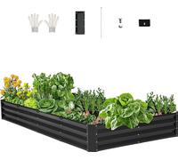 Bac à plantes surélevé en métal VEVOR, 2395x1200x280 mm, bac à plantes galvanisé, bac à plantes à fond ouvert, bac à légumes pour la culture de légumes, fleurs, herbes aromatiques & succulentes, gris