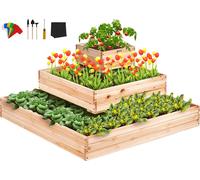 Bac à plantes surélevé VEVOR 113 x 113 x 51 cm Bac à plantes en bois de sapin Bac à légumes Bac à fleurs Bac à herbes aromatiques Bac à plantes de jardin Idéal pour la culture de légumes, fruits, herb