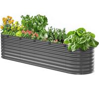 Bac à plantes surélevé VEVOR en métal, 240 x 60 x 56 cm, bac à plantes d'extérieur galvanisé avec fond ouvert, adapté à la culture de légumes et de fleurs, gris foncé