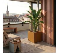 casa.pro Bac à Plantes Vaargel Jardinière avec Trou de Drainage Intégré Pot de Fleurs Extérieur et Intérieur en Toute Saison Résistant Jardin Balcon Terasse Acier 60 x 60 x 60 cm Marron
