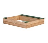 Bac À Sable Enfant Bac À Sable Pour Enfants En Bois Avec Banc, Bâche & Rangements Marron / Vert 115 X 115 Cm - Axi Amy