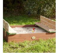 AXI Ella XL Bac à Sable Enfant - 120 x 120 cm | Bac à Sable pour Enfants en Bois avec Couvercle marron & Vert