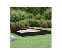 vidaXL Bac à sable 825041 – avec sièges, carré bois noir pour enfants