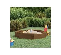 Bac à sable avec sièges marron miel octogone bois de pin massif