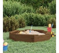 Bac à sable avec sièges marron miel octogone bois de pin massif marron miel G