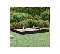 Bac à sable avec sièges noir carré bois de pin massif