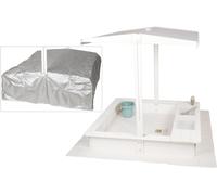 Bac à Sable Avec Toit Couvercle Bois Couverture Banquette Sol Matsch Blanche