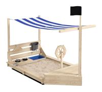 Bac À Sable Bateau De Pirate En Bois Avec Jeu De Cuisine Et 6 Accessoires