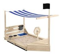 Bac à sable bateau de pirate en bois avec jeu de cuisine et 6 accessoires G