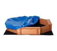 Bac À Sable Bois Octogonal Dim. 139,5l X 139,5l X 21,5h Cm - 4 Bancs - Bâche De Couverture, Non Tissé De Sol Inclus - Bois Sapin Pré-Huilé