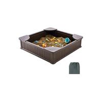 VEVOR Bac à sable avec couvercle, 1235 x 1235 x 315 mm, bac à sable carré en PEHD avec 4 sièges d'angle et doublure inférieure, pour jardin extérieur, plage, cadeau pour enfants de 3 à 12 ans, marron