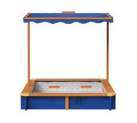 Bac à sable de jardin, hauteur ajustable, Teamson Kids, bleu, 117 X 117 X 120