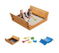 Bac à sable en bois avec banc Couverture Imprégné Enfants Bac à sable 10784