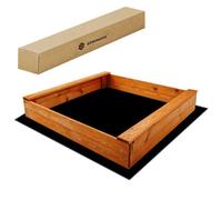 Bac à sable en bois avec bancs - SPRINGOS - 2026 - 120x120 cm - Imprégnation à base d'eau - Géotextile