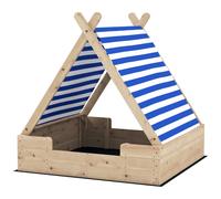 Bac À Sable En Bois Avec Toit Refermable Et Doublure Dim. 120 X 120 X 126,5 Cm Bois Sapin