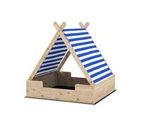 AIYAPLAY Bac à Sable en Bois, bac à Sable pour Enfants 3-6 Ans, auvent Amovible, résistant aux intempéries, bac à Sable avec Doublure inférieure, 120 x 120 x 126,5 cm, Bois Naturel