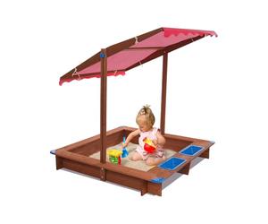 Bac à sable en bois massif avec vous pouvez régler la hauteur et le tapis de sol en PVC - Bac à sable en bois - Jouet de sable pour enfants - Paradis des enfants pour arrière-cours, jardins,