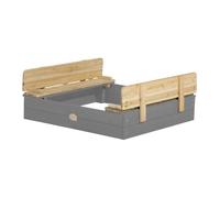 Bac à Sable Enfant - AXI Ella - Bois FSC - Couvercle & Banc - Gris 100x95cm