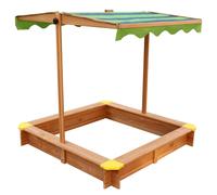 Bac À Sable Enfant En Marron / Vert Bac À Sable Pour Enfants En Bois Fsc Avec Couvercle / Toit Ouvrant Pivotant Réglable En Hauteur 118 X 118 Cm -Axi Lily