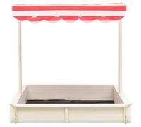 vidaXL Bac à sable et toit réglable Bois de sapin Blanc et rouge UV50