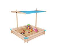 IDMarket - Bac à Sable Kids Bois avec Toit ouvrant Bleu