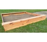 Bac à sable Madita - 140 x 140 cm - Avec planches à siège - Caisse en bois - Couleur naturelle - Grand bac à sable en bois - Jouet de jardin