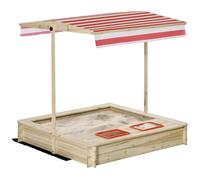 Outsunny Bac à sable bois carré 118×118×118 cm – 2 bacs, toit réglable, refermable, sapin autoclave