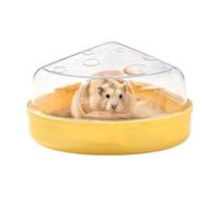 Bac à sable pour hamster - Récipient amusant transparent en forme de fromage | Bain de poussière pour petits animaux | Jouer à explorer cacher bol de couchage pour gerbille toilette maison aire de jeu
