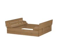 Roba Bac à sable Couvercle convertible en 2 bancs à dossier Bois massif 127×123×21 cm Teck