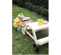 Bac à sable - SMALL FOOT - 3 en 1 - Repliable sur roues - Bâche 4 élastiques - Bancs et table