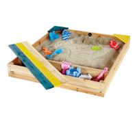 - Bac à sable en bois avec coffre de rangement intégré